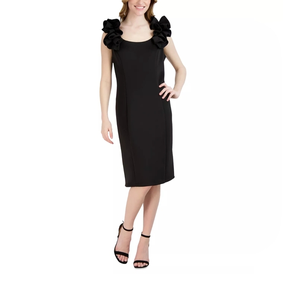 Donna Ricco Dresses & Skirts - Donna Ricco Ruffled-Shoulder Sleeveless Dress